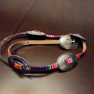 Tony Lama Multicolor Women's Belt with Silver Buckles
